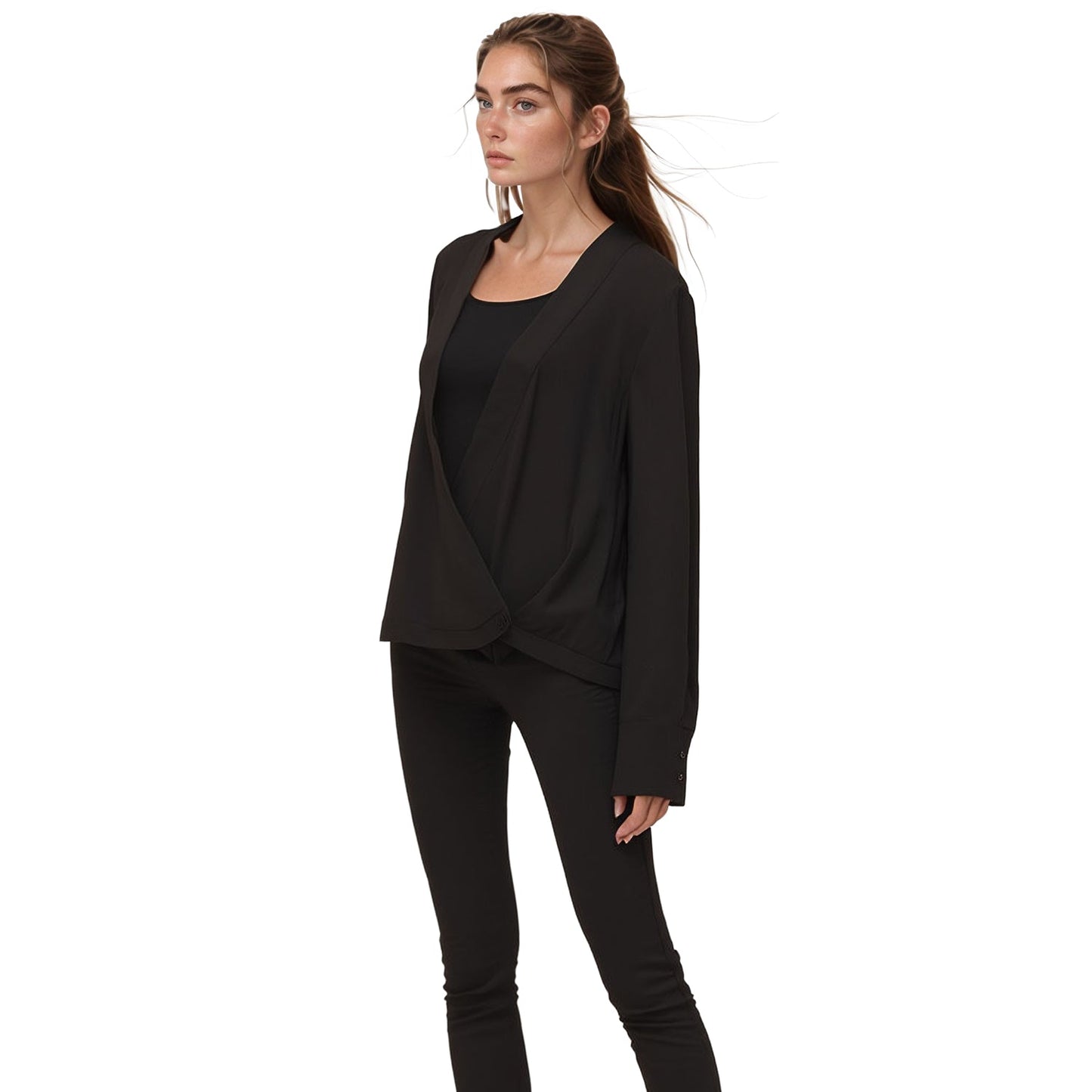 Pleione Women's Wrap Front V-Neck Blouse