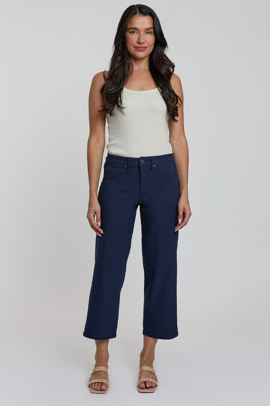 Women's Hyperstretch High Rise Cropped Wide Leg Flood Pants, Navy