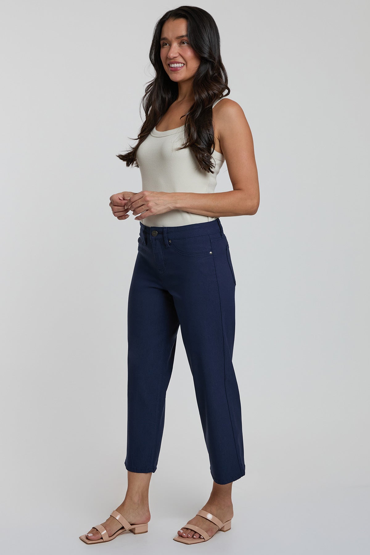Women's Hyperstretch High Rise Cropped Wide Leg Flood Pants, Navy