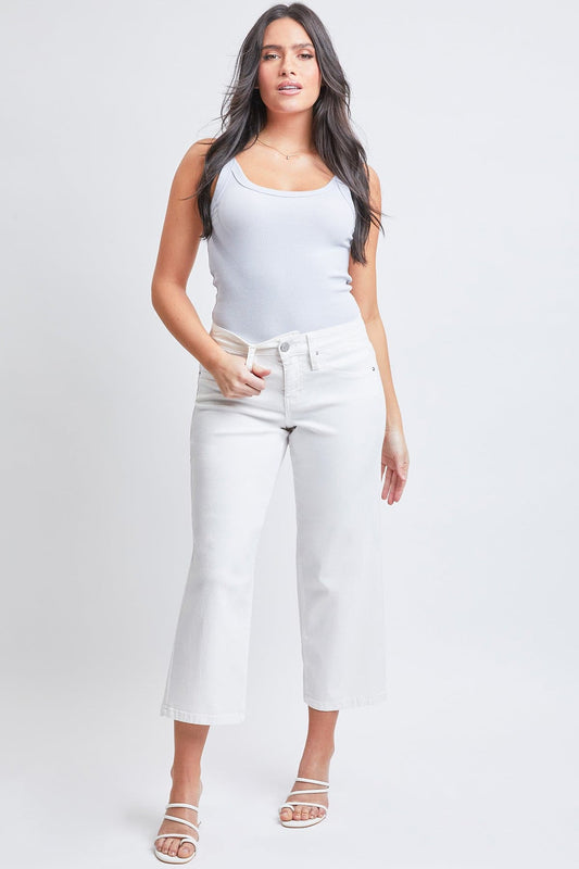 Women's Hyperstretch High Rise Cropped Wide Leg Flood Pants, White