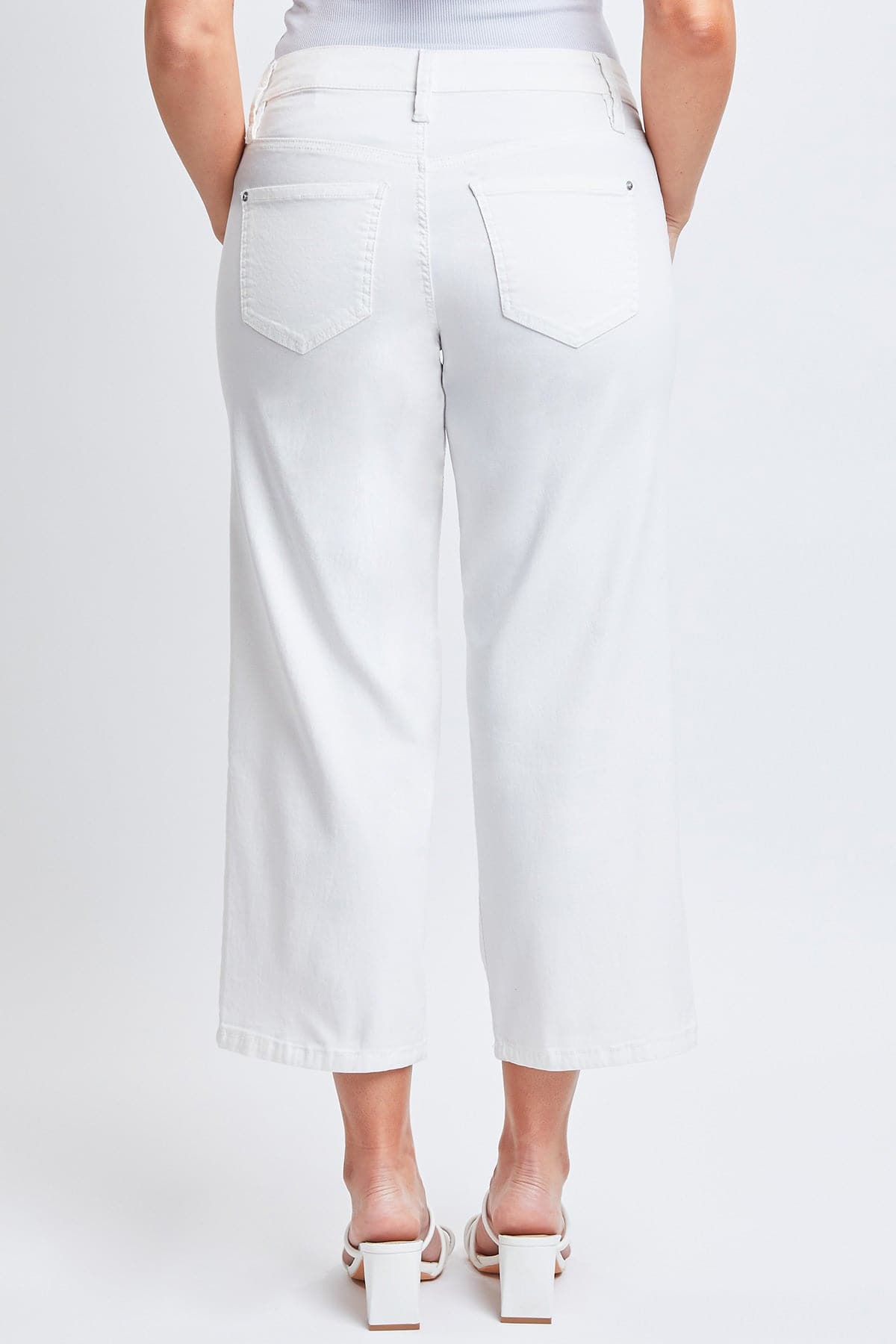 Women's Hyperstretch High Rise Cropped Wide Leg Flood Pants, White