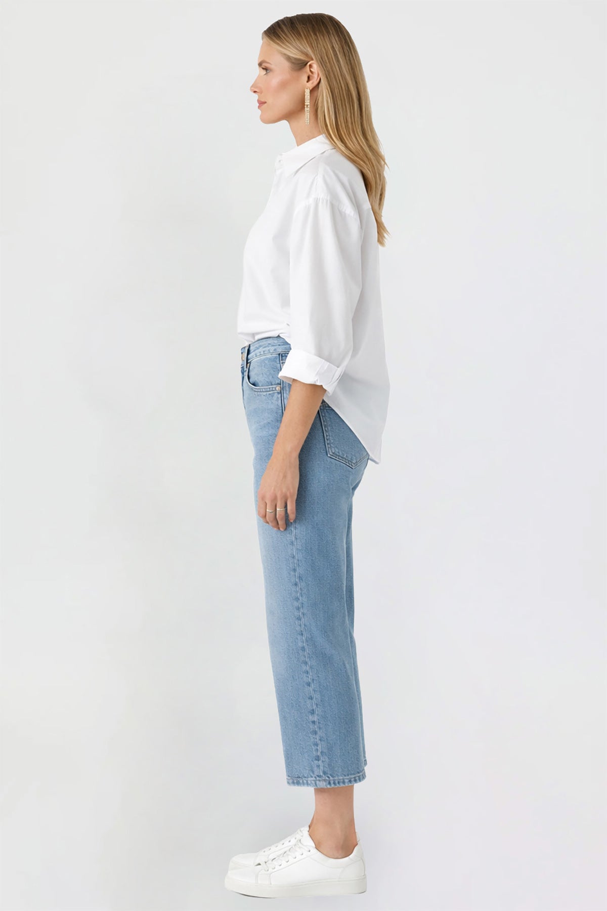 Women's Premium Stretch Cropped Wide Leg Jeans