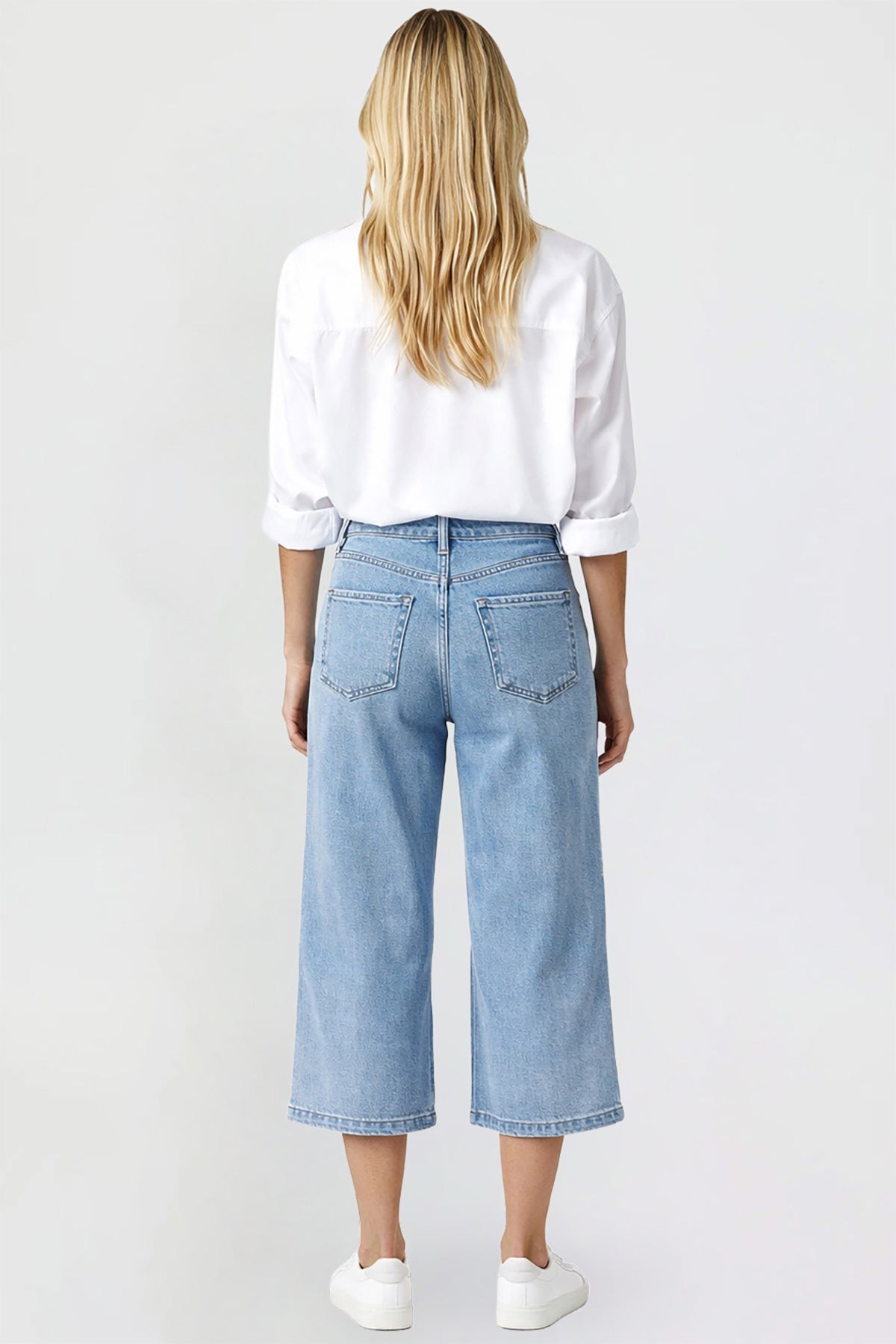 Women's Premium Stretch Cropped Wide Leg Jeans
