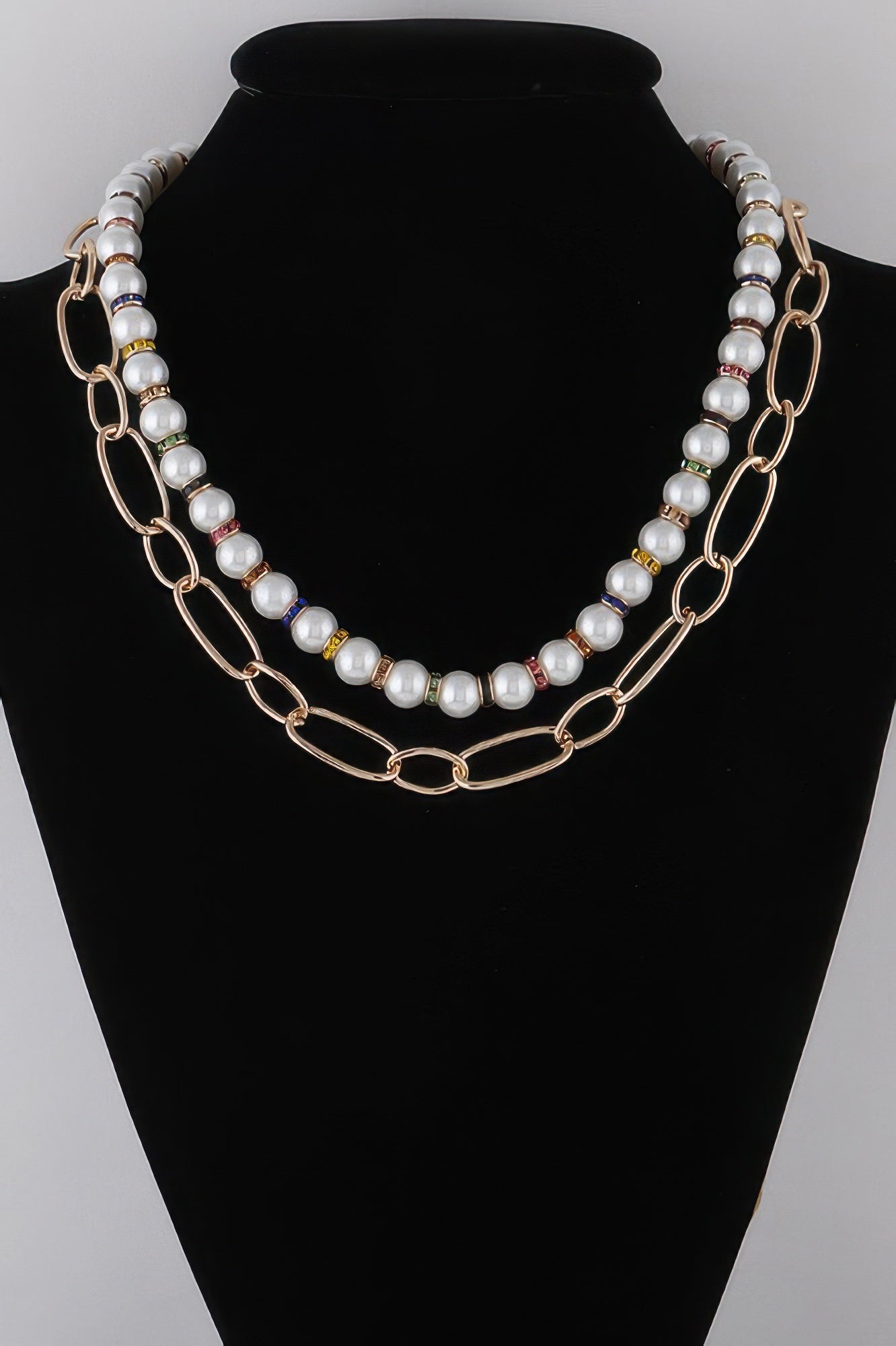 Women's Double Layered Pearl N Chain Necklace BYMANYC ® New York CONTEMPORARY VIBRANT MODERN FASHION - New Collection