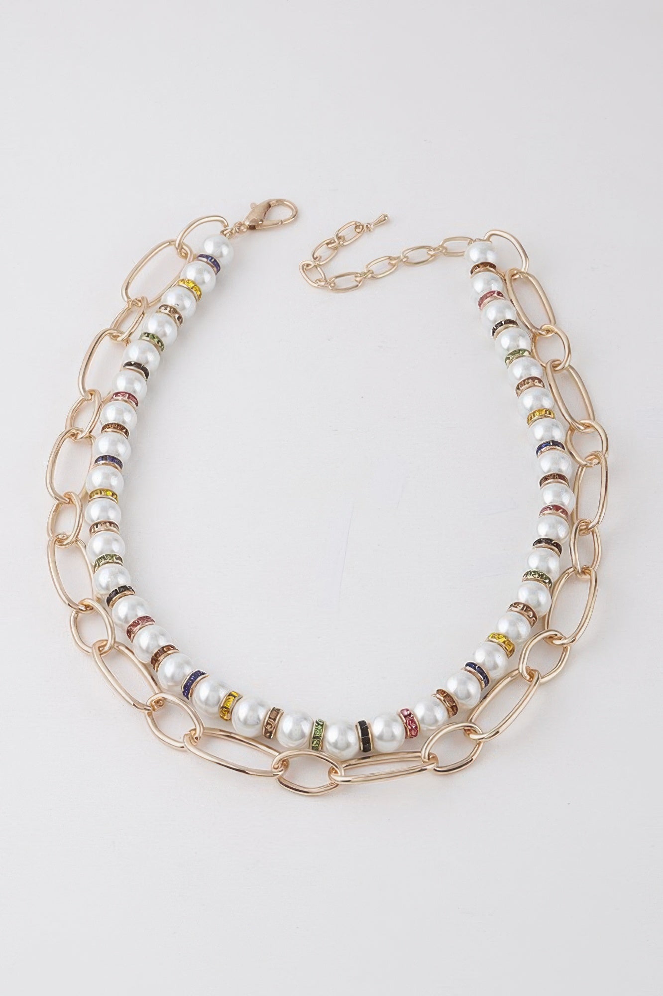 Women's Double Layered Pearl N Chain Necklace BYMANYC ® New York CONTEMPORARY VIBRANT MODERN FASHION - New Collection