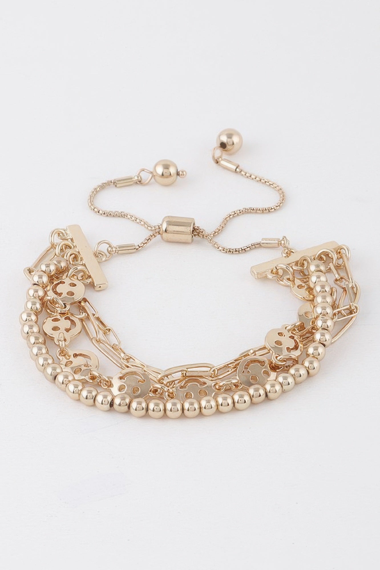 Women's Beaded Smiley Face Chain Bracelet BYMANYC ® New York CONTEMPORARY VIBRANT MODERN FASHION - New Collection