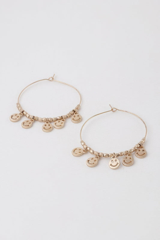 Women's Smiley Face Charms Hoop Earrings BYMANYC ® New York CONTEMPORARY VIBRANT MODERN JEWELRY - New Collection
