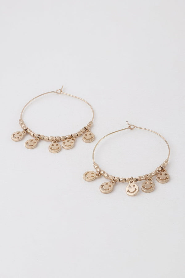 Women's Smiley Face Charms Hoop Earrings BYMANYC ® New York CONTEMPORARY VIBRANT MODERN JEWELRY - New Collection