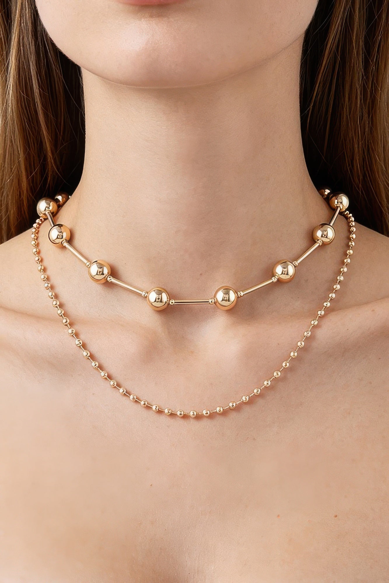Women's Chain Necklace Double Polished Space BYMANYC ® New York CONTEMPORARY DUAL-LAYER LINK COLLAR - New Collection
