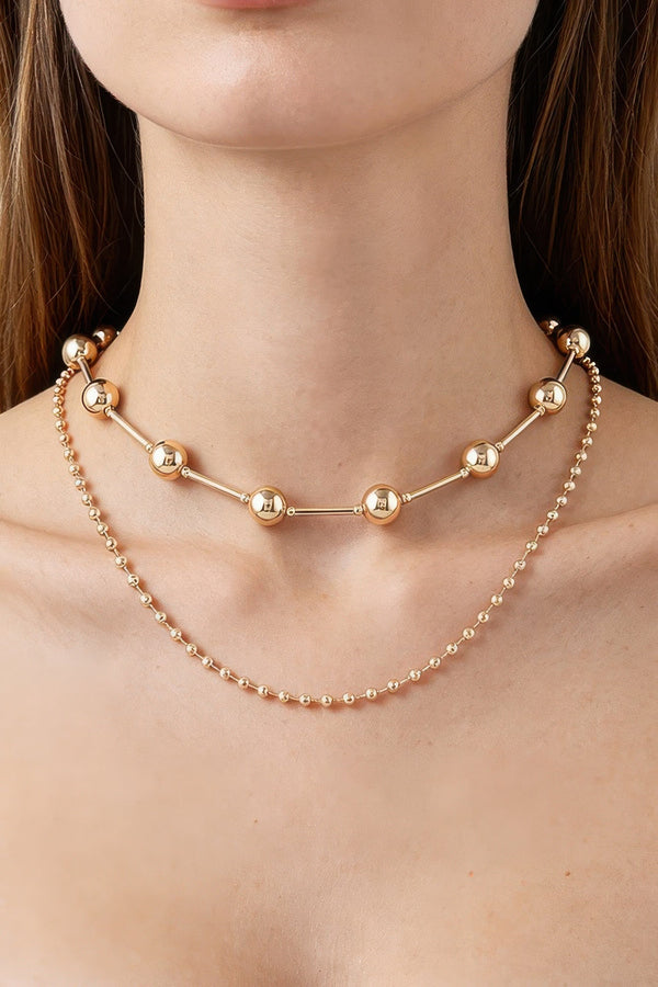Women's Chain Necklace Double Polished Space BYMANYC ® New York CONTEMPORARY DUAL-LAYER LINK COLLAR - New Collection