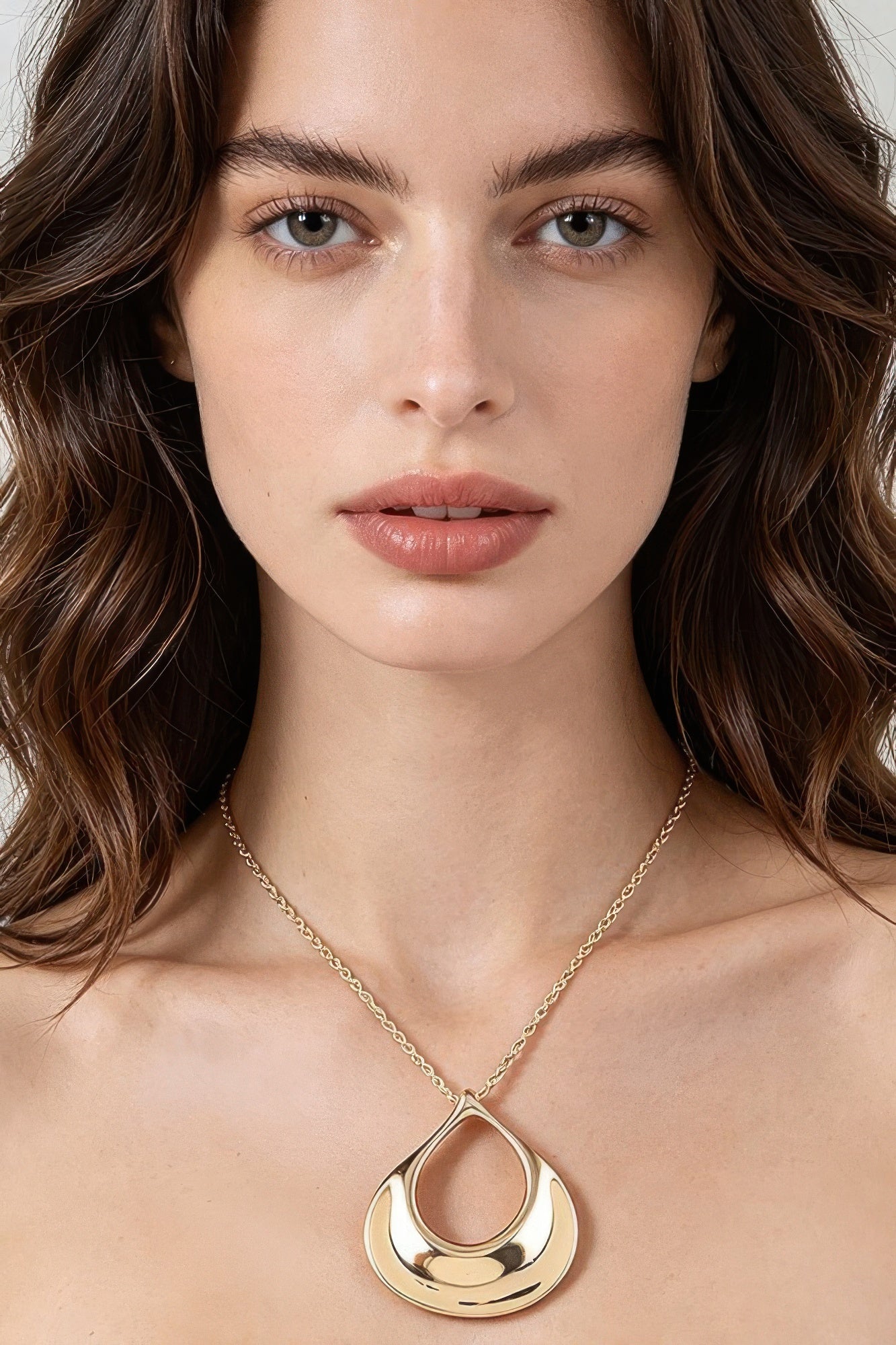 Women's Pendant Necklace Polished Ripple Teardrop Twisted BYMANYC ® New York SCULPTURAL TEXTURED DROP COLLAR - New Collection