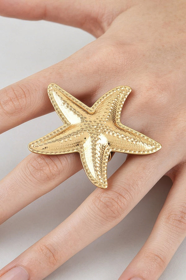 Women's Statement Ring Hammered Scale Starfish BYMANYC ® New York TEXTURED OCEANIC CELESTIAL BAND - New Collection