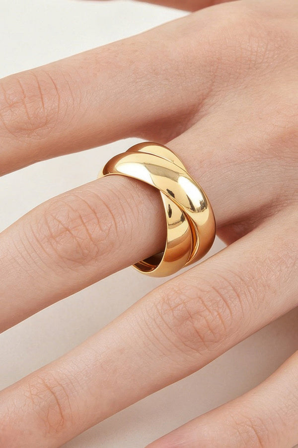 Women's Band Ring Polished Intertwined BYMANYC ® New York SLEEK DUAL CROSSOVER BAND - New Collection