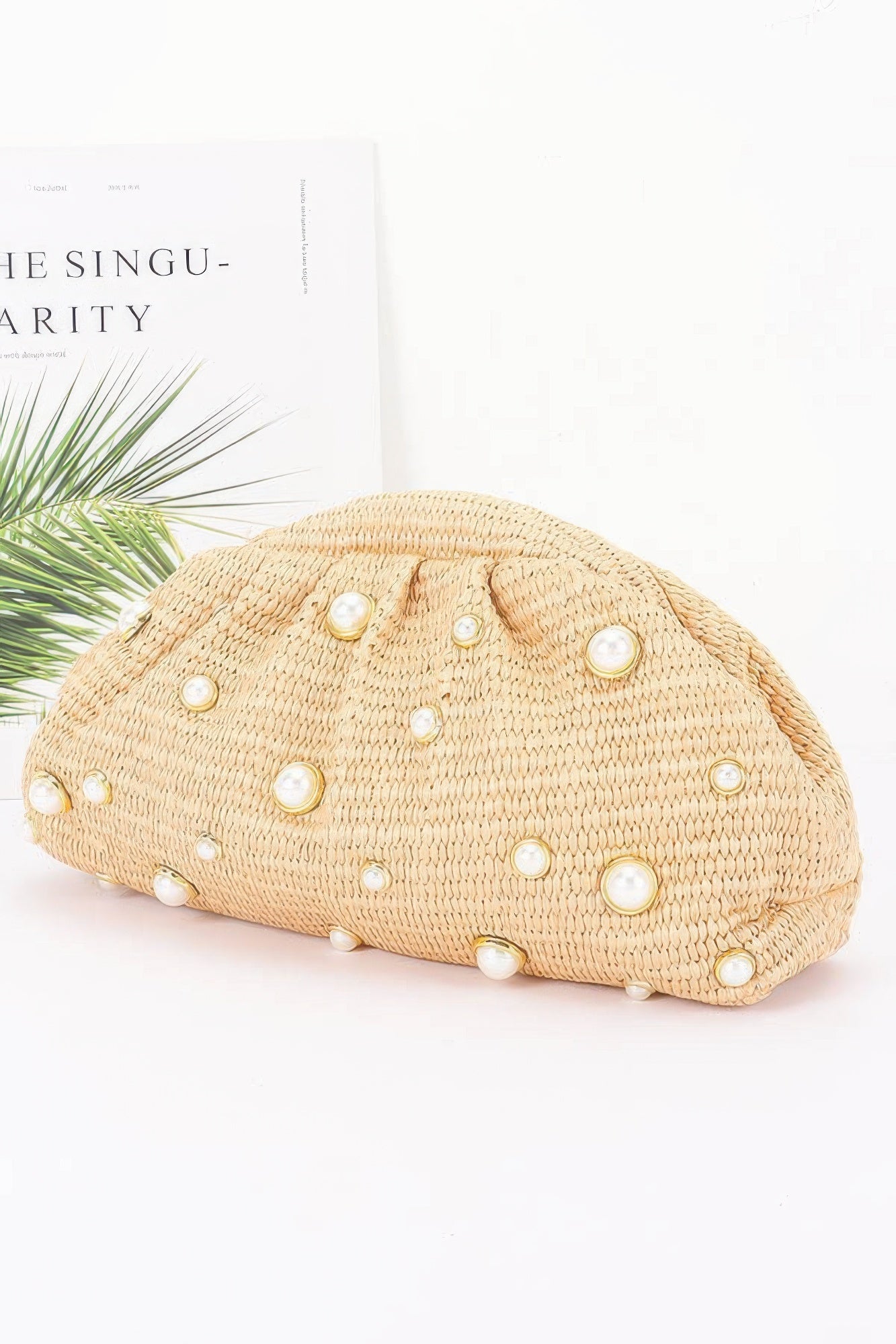 Women's Party Clutch Faux Straw Pearl BYMANYC ® New York ELEGANT CHIC EVENING PURSE - New Collection