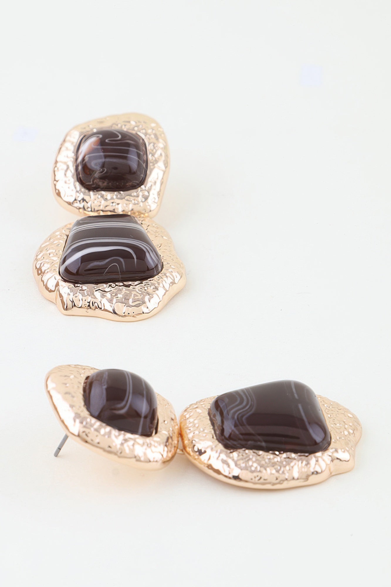 Women's Drop Earrings Hammered Marble Stone BYMANYC ® New York ORGANIC TEXTURED STONE DANGLE - New Collection
