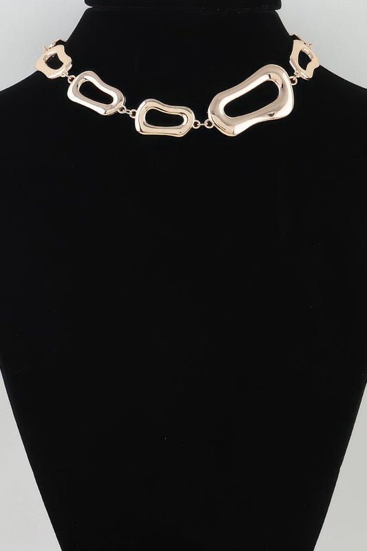 Women's Choker Necklace Polished Abstract Link Chain BYMANYC ® New York SCULPTURAL GEOMETRIC COLLAR - New Collection