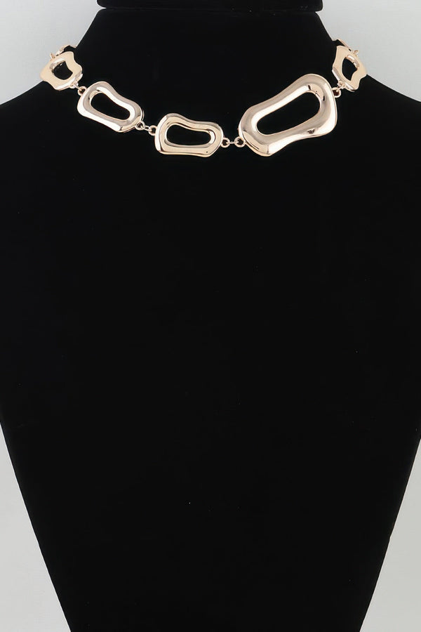 Women's Choker Necklace Polished Abstract Link Chain BYMANYC ® New York SCULPTURAL GEOMETRIC COLLAR - New Collection