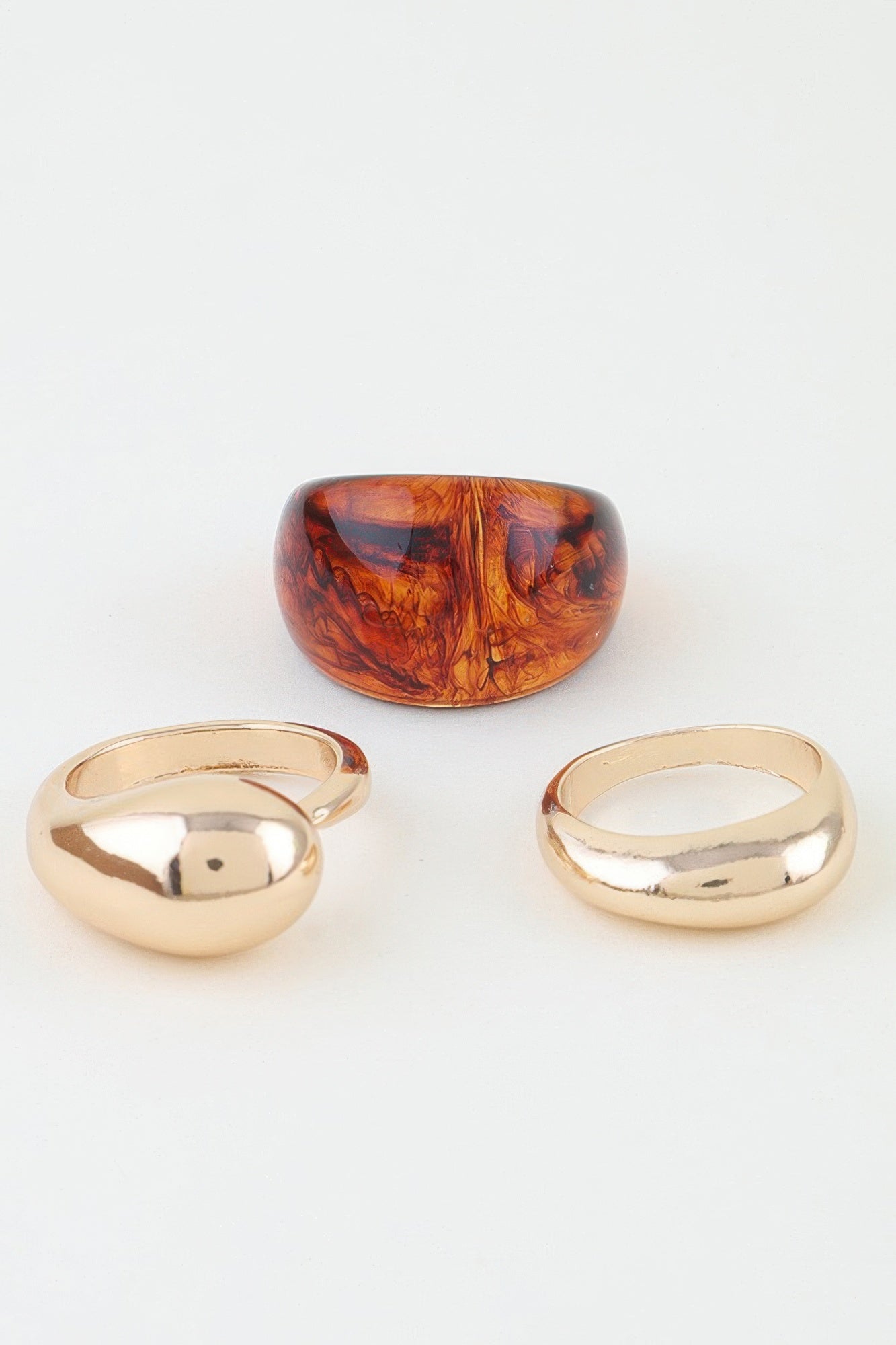 Women's Ring Set Modern Polished Marble Stone BYMANYC ® New York SCULPTURAL GEOMETRIC STACKABLE RINGS - New Collection