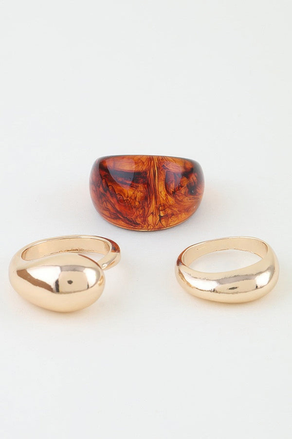Women's Ring Set Modern Polished Marble Stone BYMANYC ® New York SCULPTURAL GEOMETRIC STACKABLE RINGS - New Collection