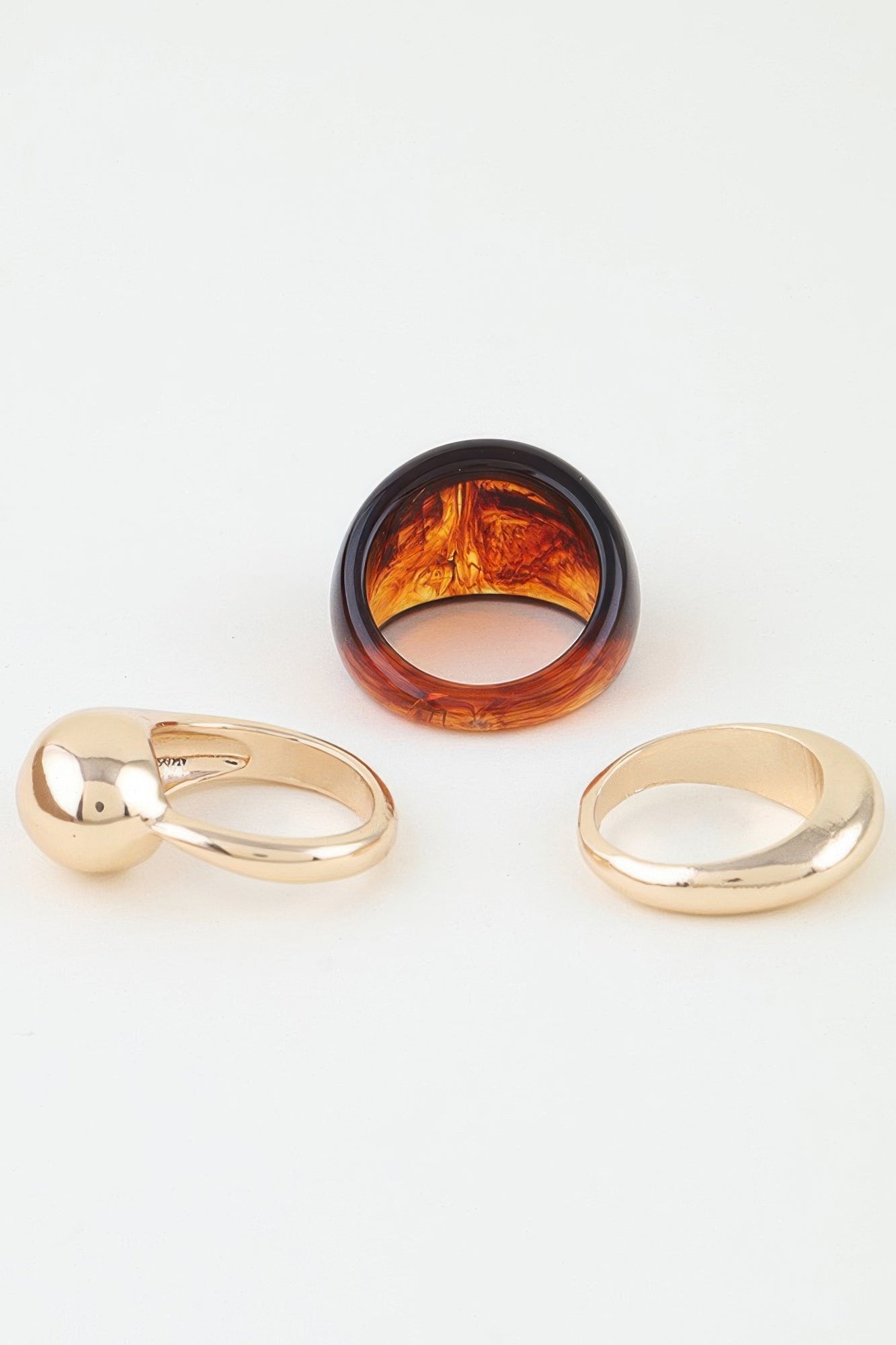Women's Ring Set Modern Polished Marble Stone BYMANYC ® New York SCULPTURAL GEOMETRIC STACKABLE RINGS - New Collection
