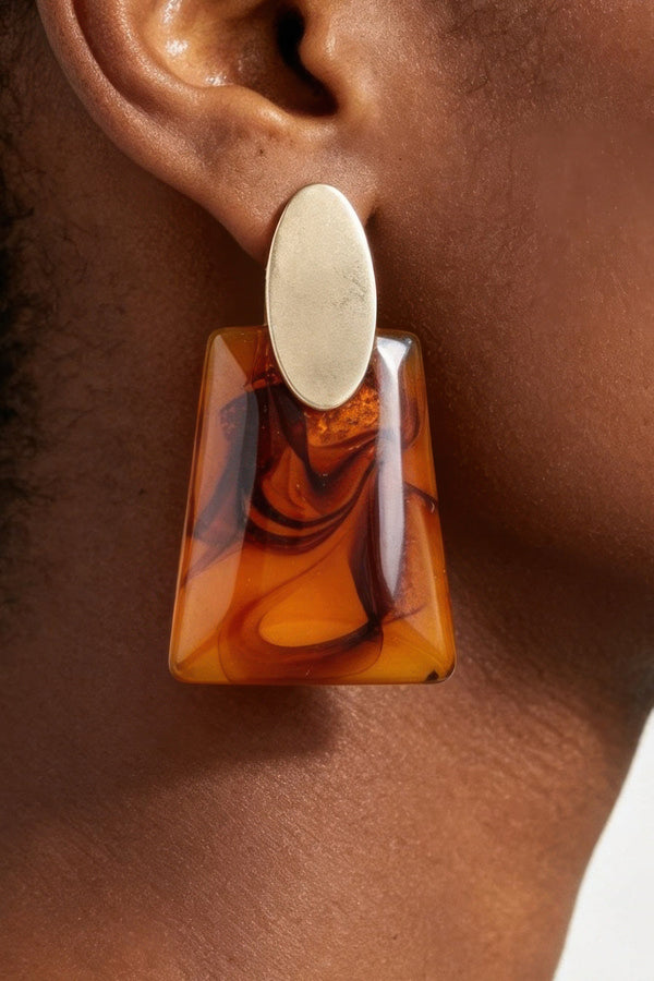 Women's Drop Earrings Abstract Marble Stone Fashion BYMANYC ® New York CONTEMPORARY ORGANIC RESIN DANGLE - New Collection