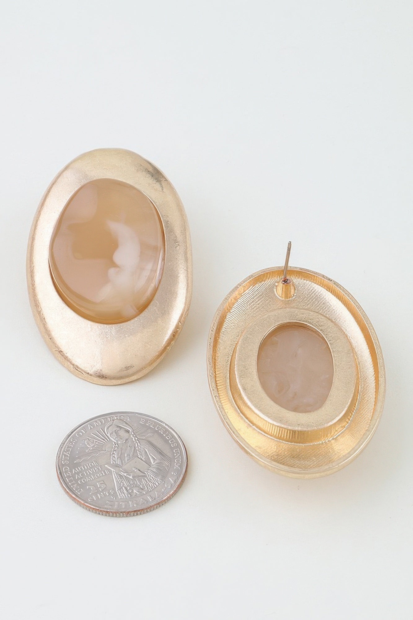 Women's Drop Earrings Modern Matte Stone Frame BYMANYC ® New York CONTEMPORARY GEOMETRIC FRAMED DANGLE - New Collection