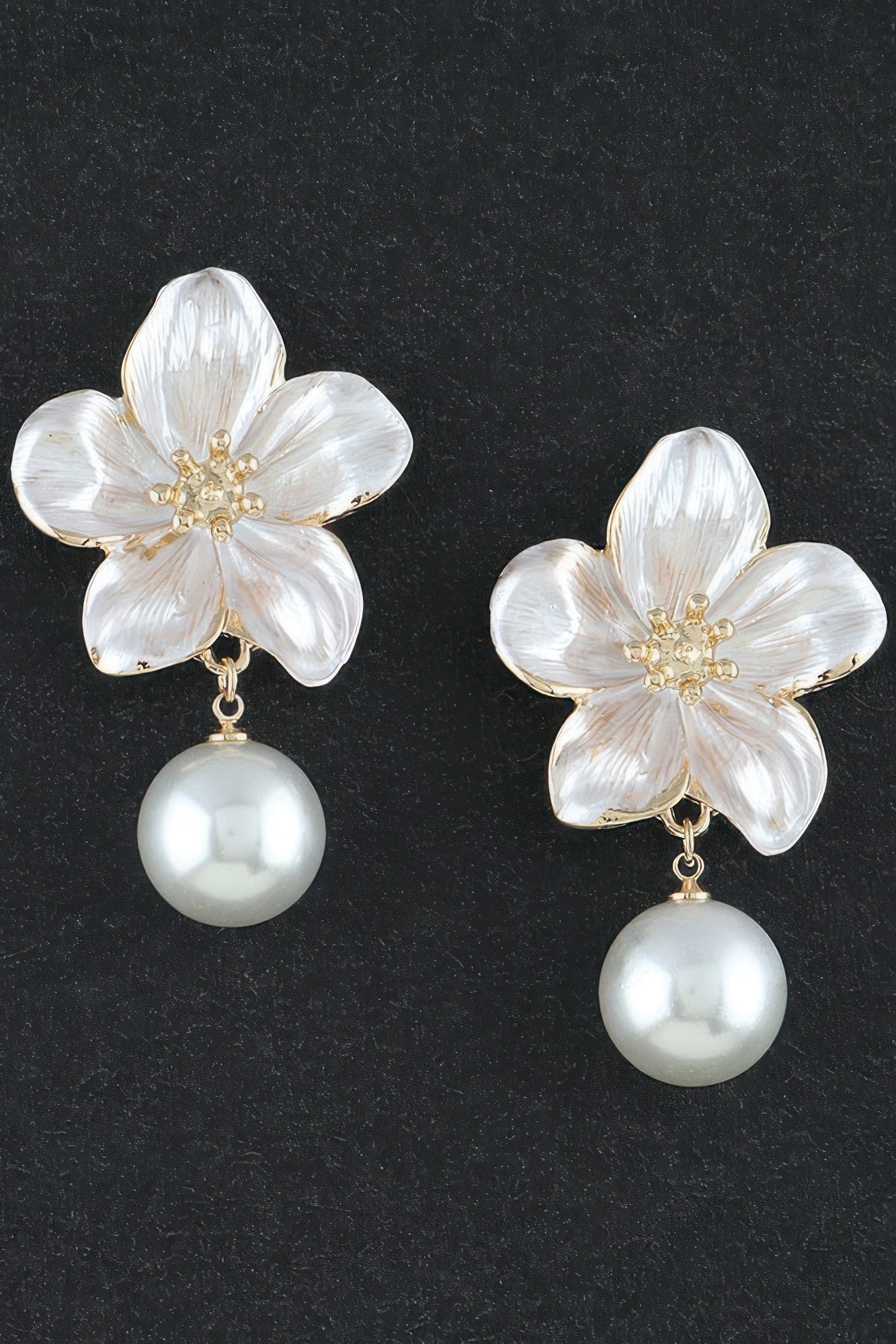Women's Drop Earrings Pearl Flower Accent BYMANYC ® New York ELEGANT FLORAL DANGLE EARRINGS - New Collection