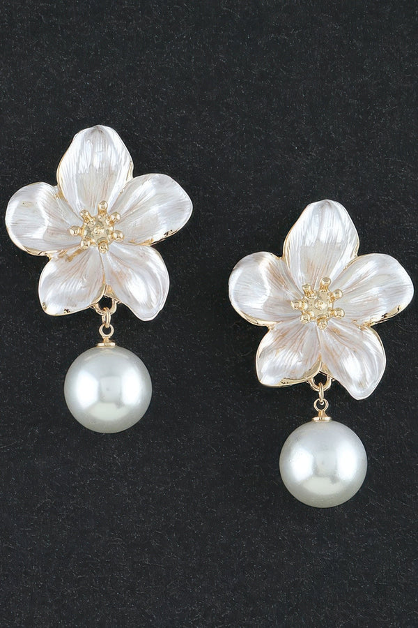 Women's Drop Earrings Pearl Flower Accent BYMANYC ® New York ELEGANT FLORAL DANGLE EARRINGS - New Collection