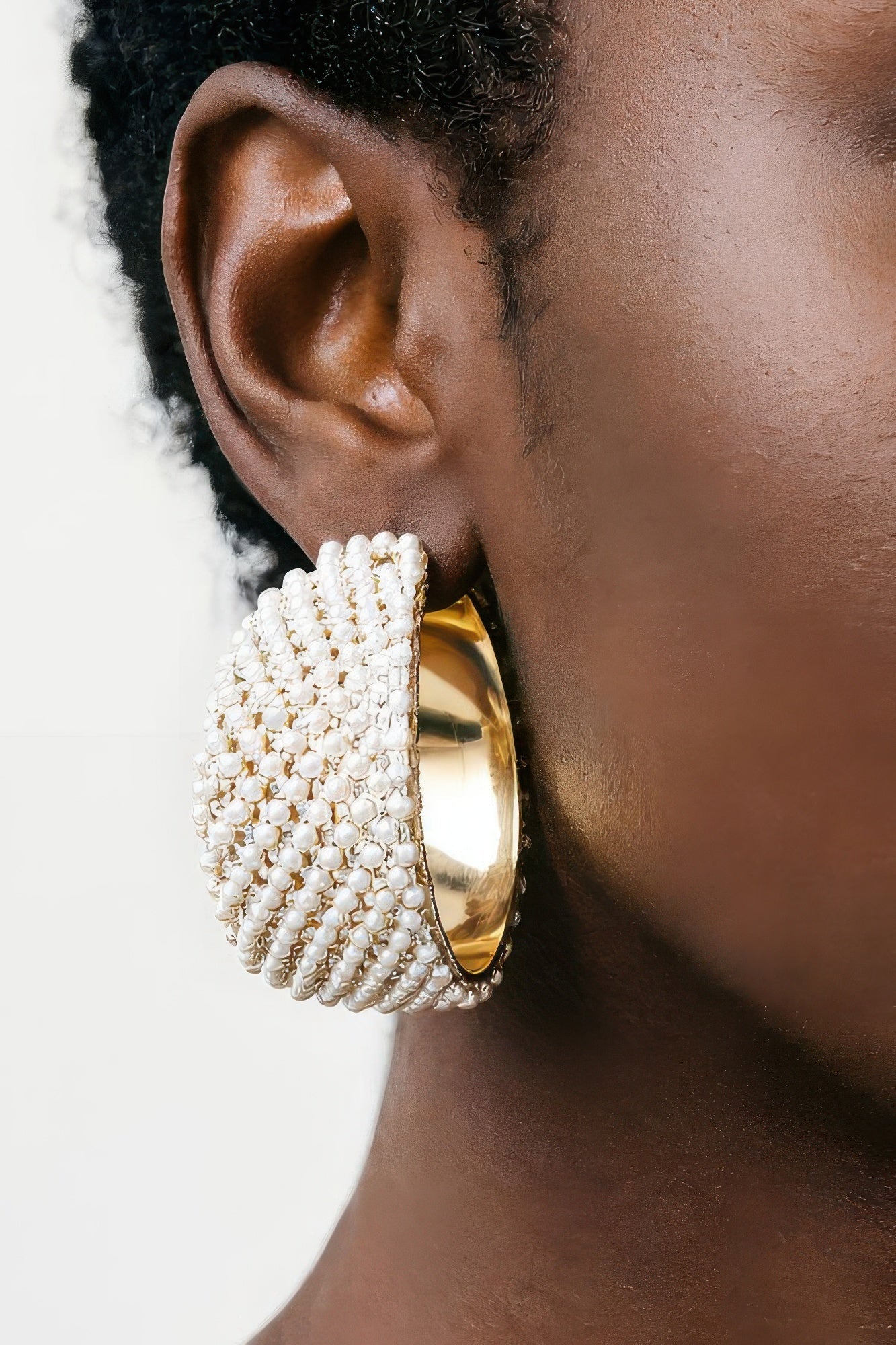 Women's Earrings Hoops Pearl BYMANYC ® New York HUDSON CRESCENT - New Collection