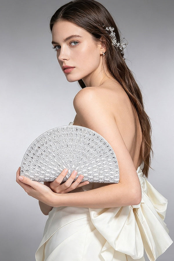 Women's Party Clutch Rhinestone Half Moon BYMANYC ® New York SPARKLING ELEGANT EVENING PURSE - New Collection