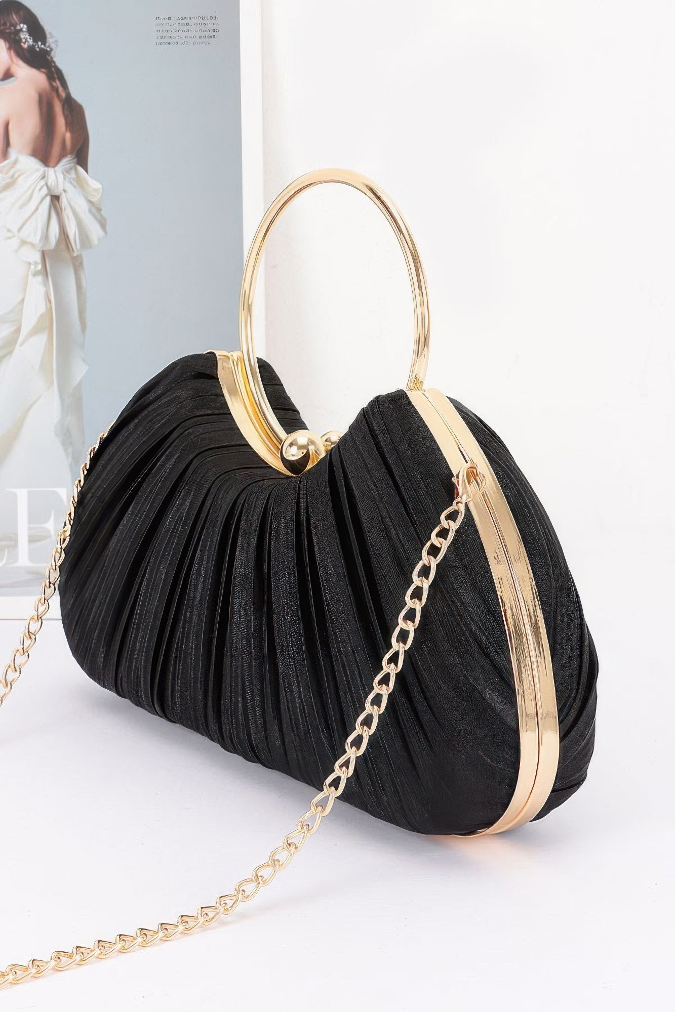 Women's Party Clutch Pleated Polyester BYMANYC ® New York ELEGANT TEXTURED EVENING PURSE - New Collection