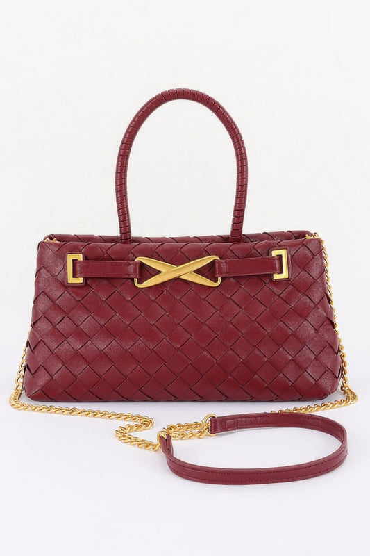 Women's Top Handle Bag Braided Vegan Leather BYMANYC ® New York CONTEMPORARY WOVEN STRUCTURED PURSE - New Collection