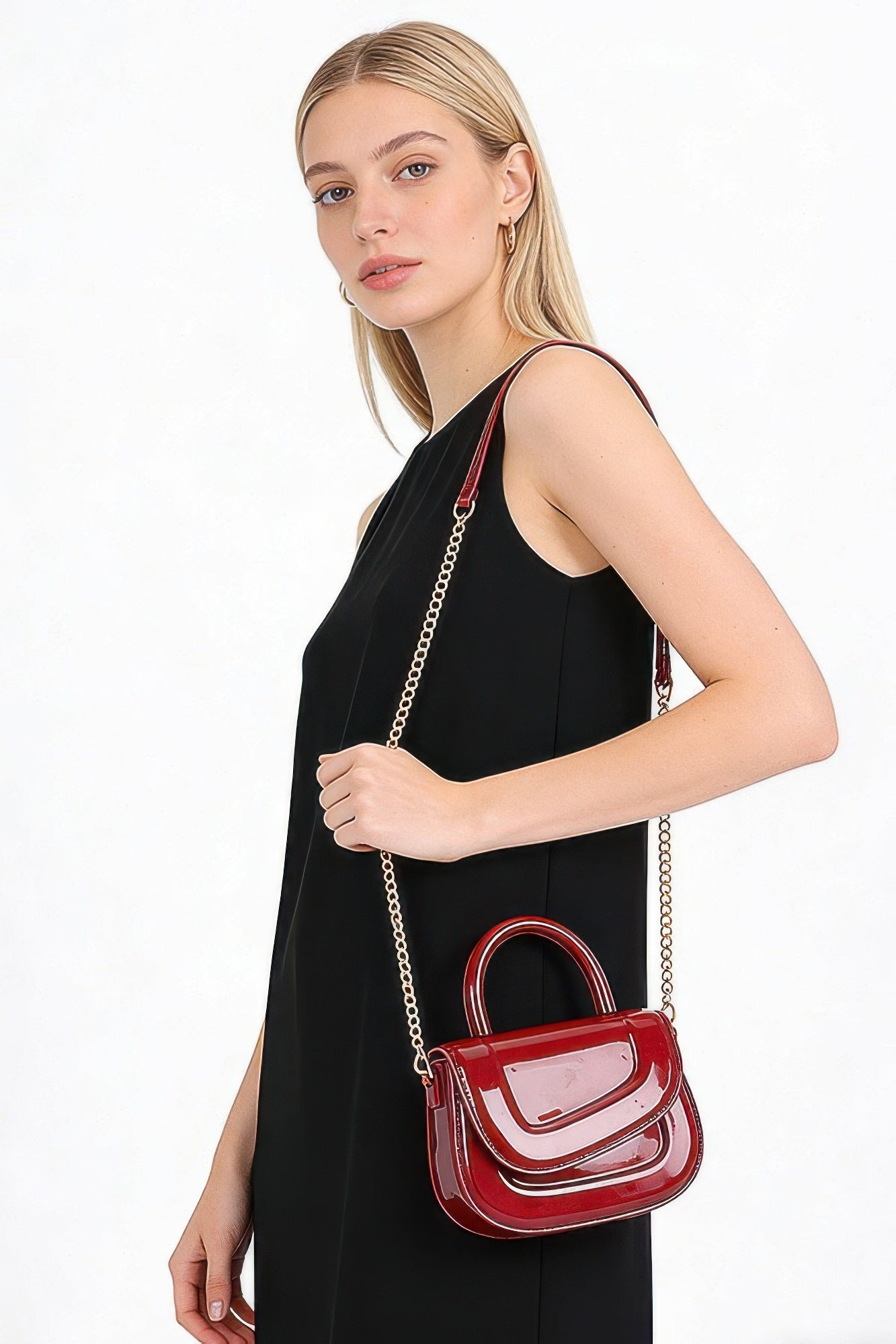 Women's Top Handle Bag Patent Leather BYMANYC ® New York GLOSSY SLEEK STRUCTURED PURSE - New Collection