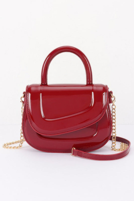 Women's Top Handle Bag Patent Leather BYMANYC ® New York GLOSSY SLEEK STRUCTURED PURSE - New Collection