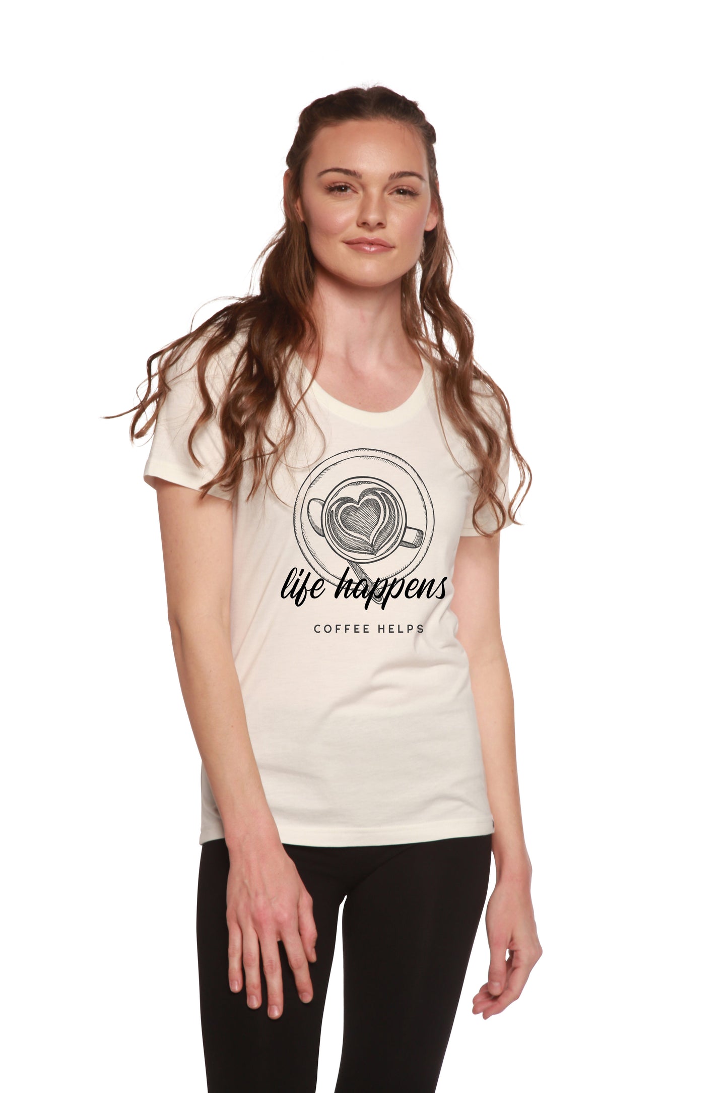 Life Happens Printed Women's Bamboo/Cotton Short Sleeve Scoop Neck T-Shirt