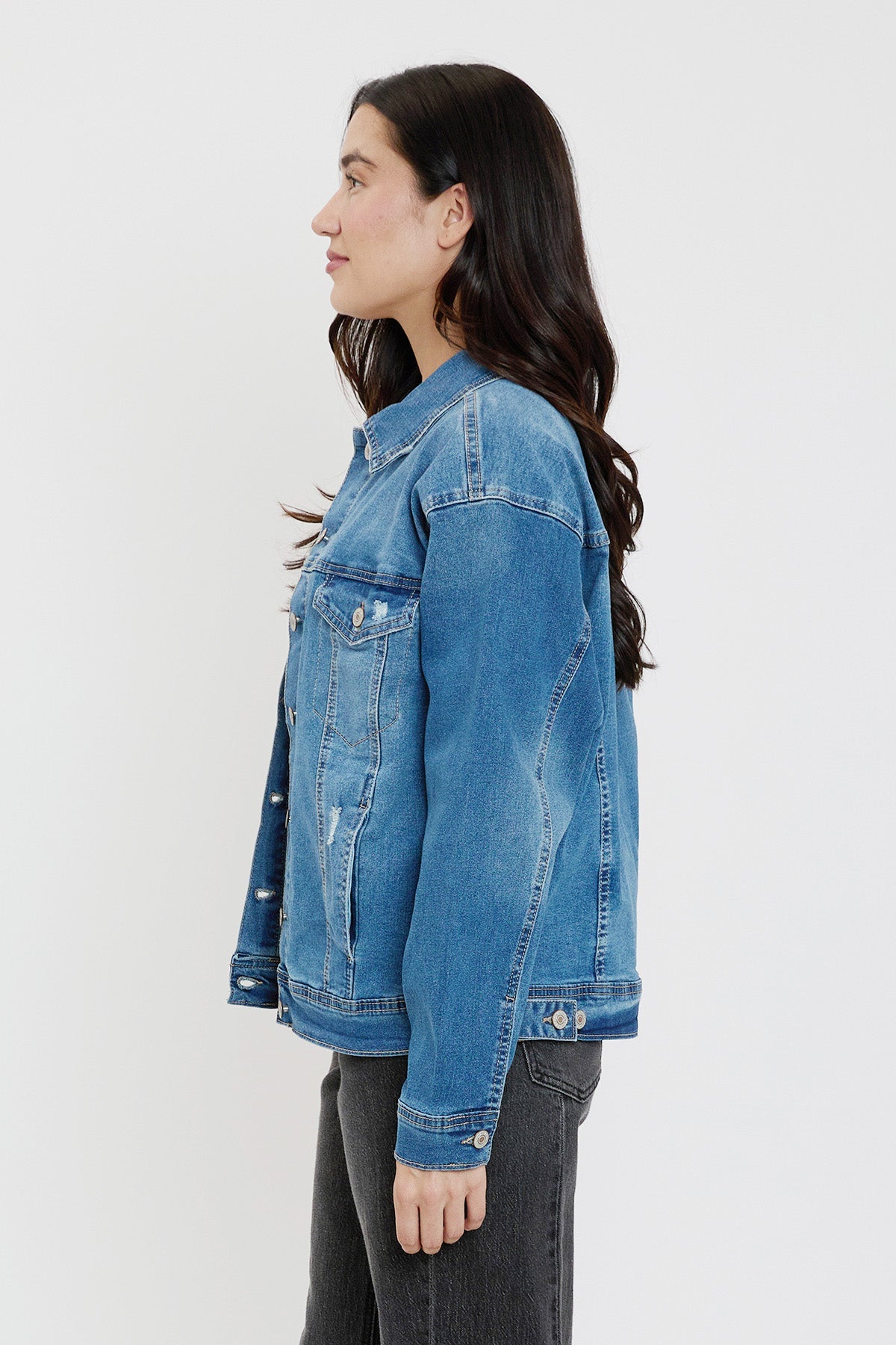 Women's Drop Shoulder Boyfriend Denim Jacket
