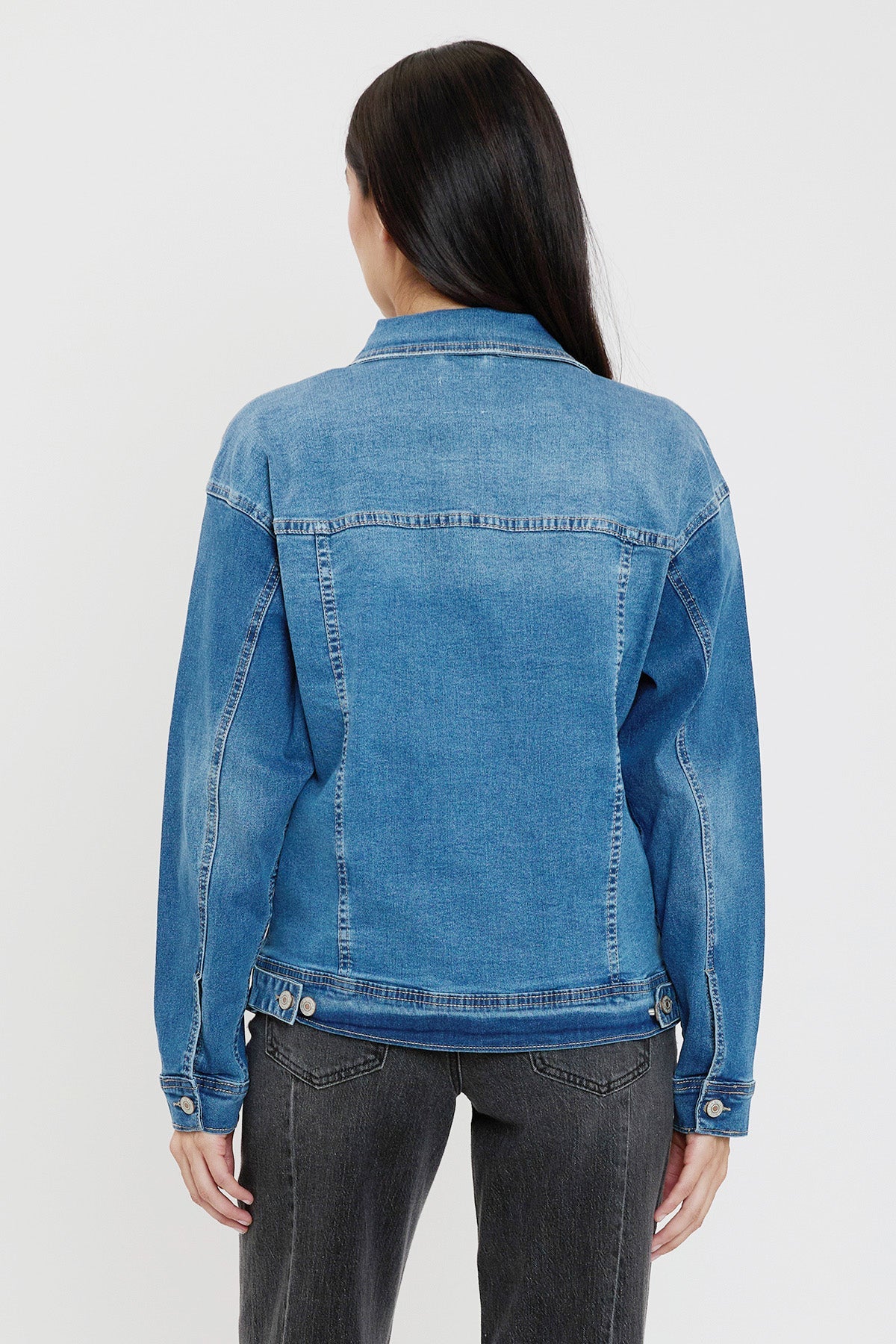 Women's Drop Shoulder Boyfriend Denim Jacket