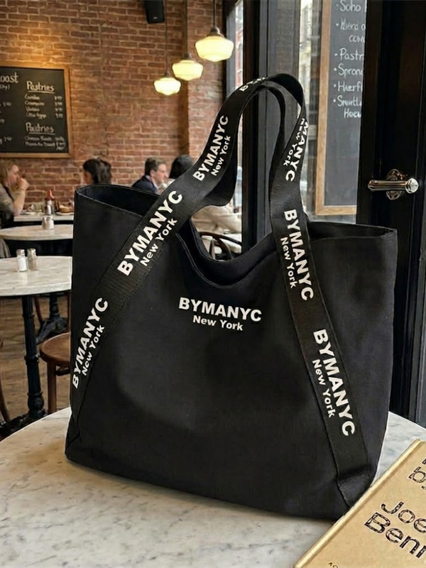 WOMEN'S BAG Black Canvas Tote SOHO - BYMANYC ® New York