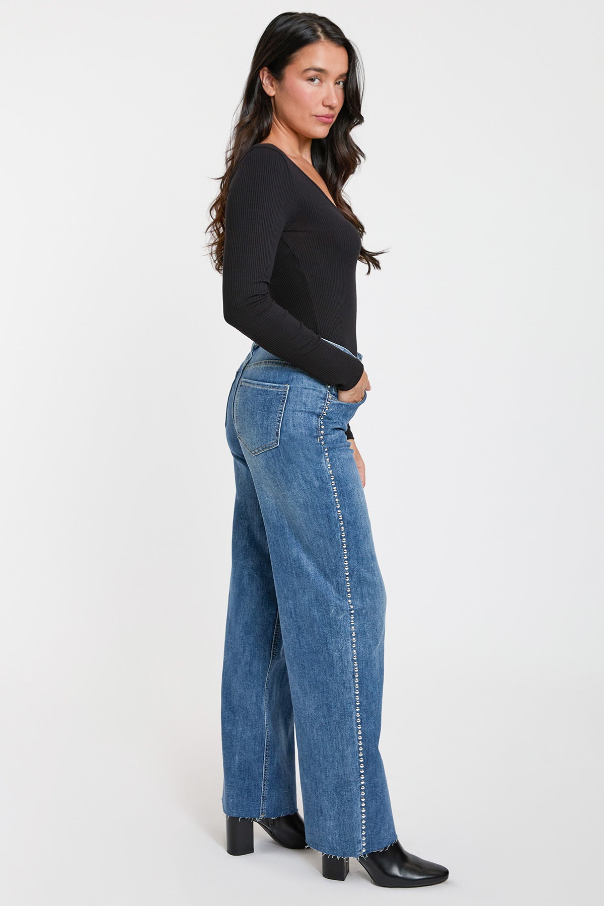 Women's Studded Wide Leg Jeans