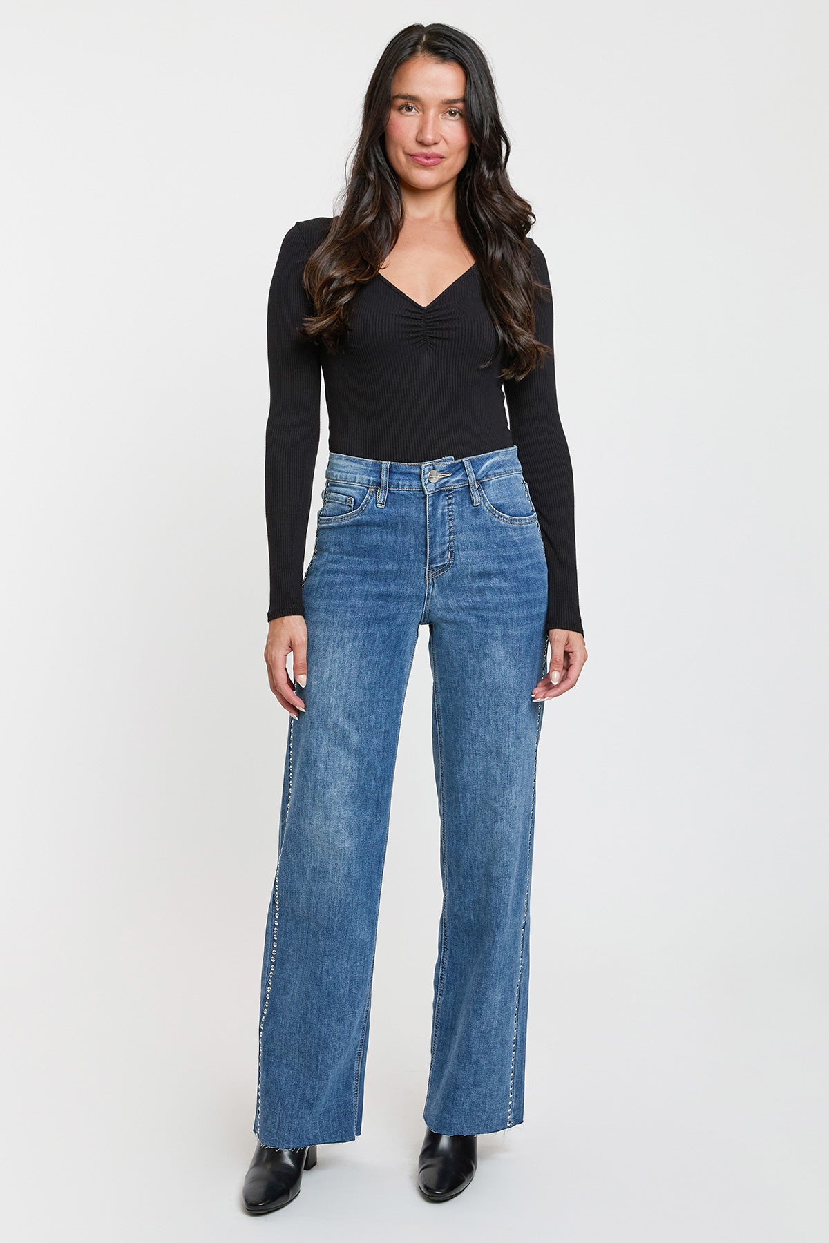 Women's Studded Wide Leg Jeans