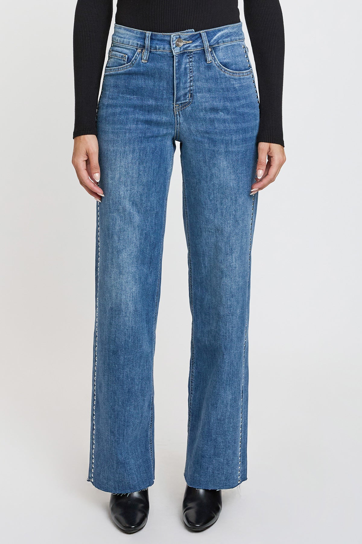 Women's Studded Wide Leg Jeans