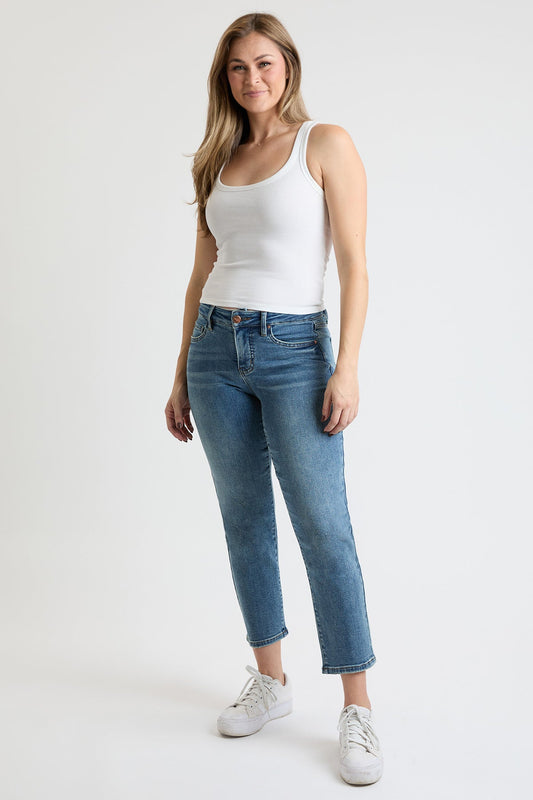 Women's Premium Stretch Cropped Slim Straight Jeans