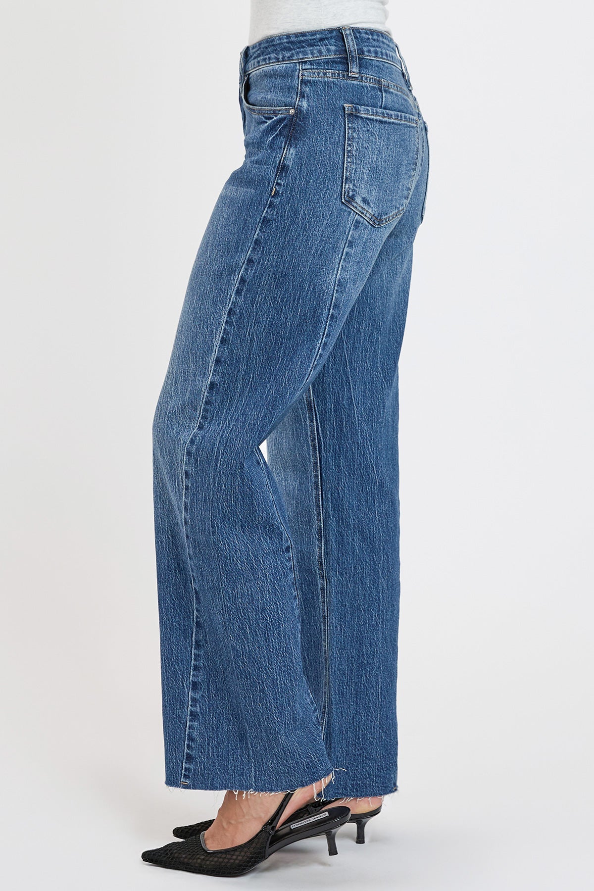 Women's High Rise Wide Leg Jeans with Angled Seam