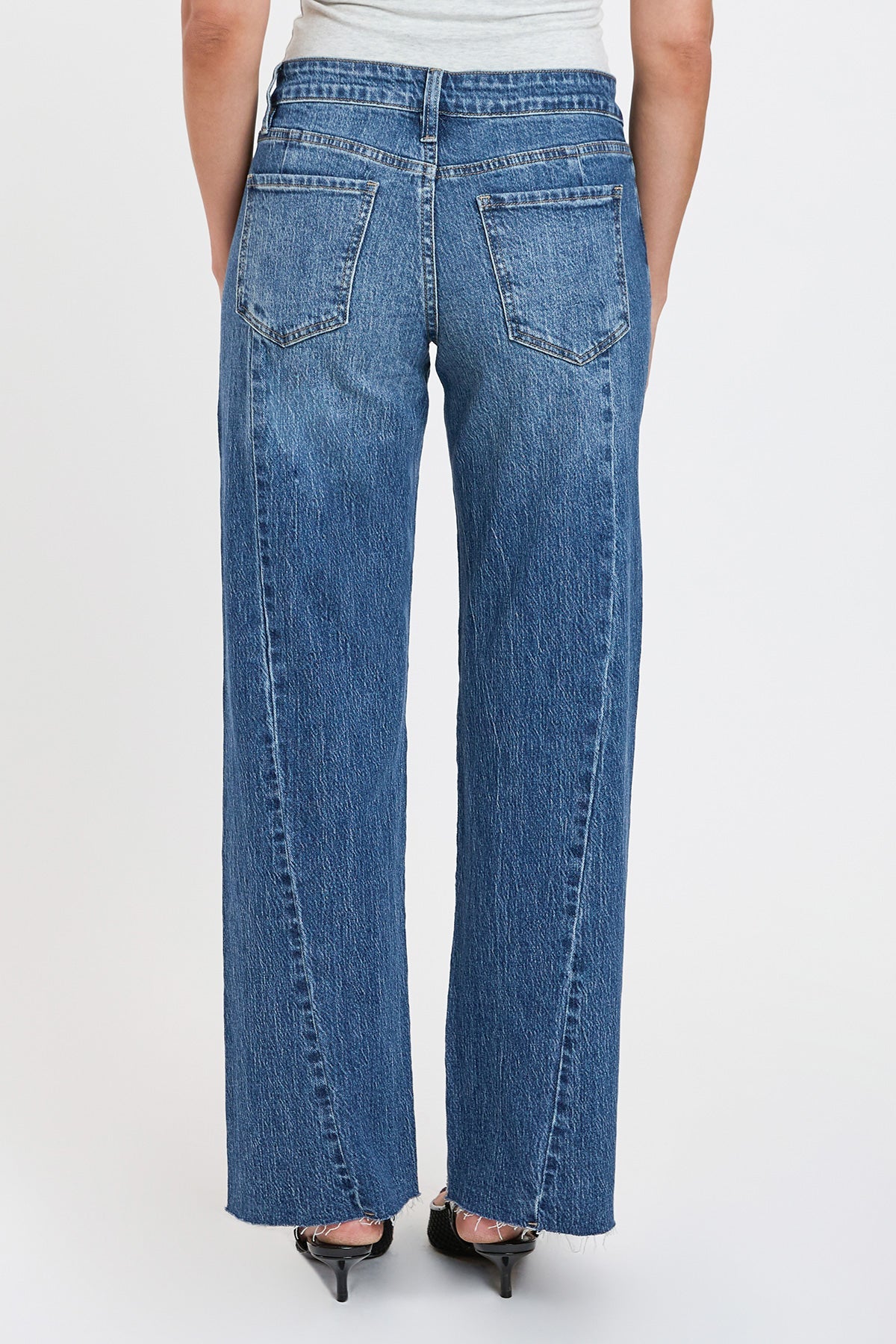 Women's High Rise Wide Leg Jeans with Angled Seam