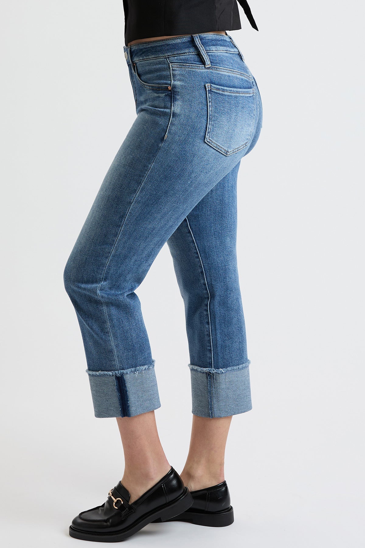 Women's Premium Stretch Cropped Mega Cuff Jeans