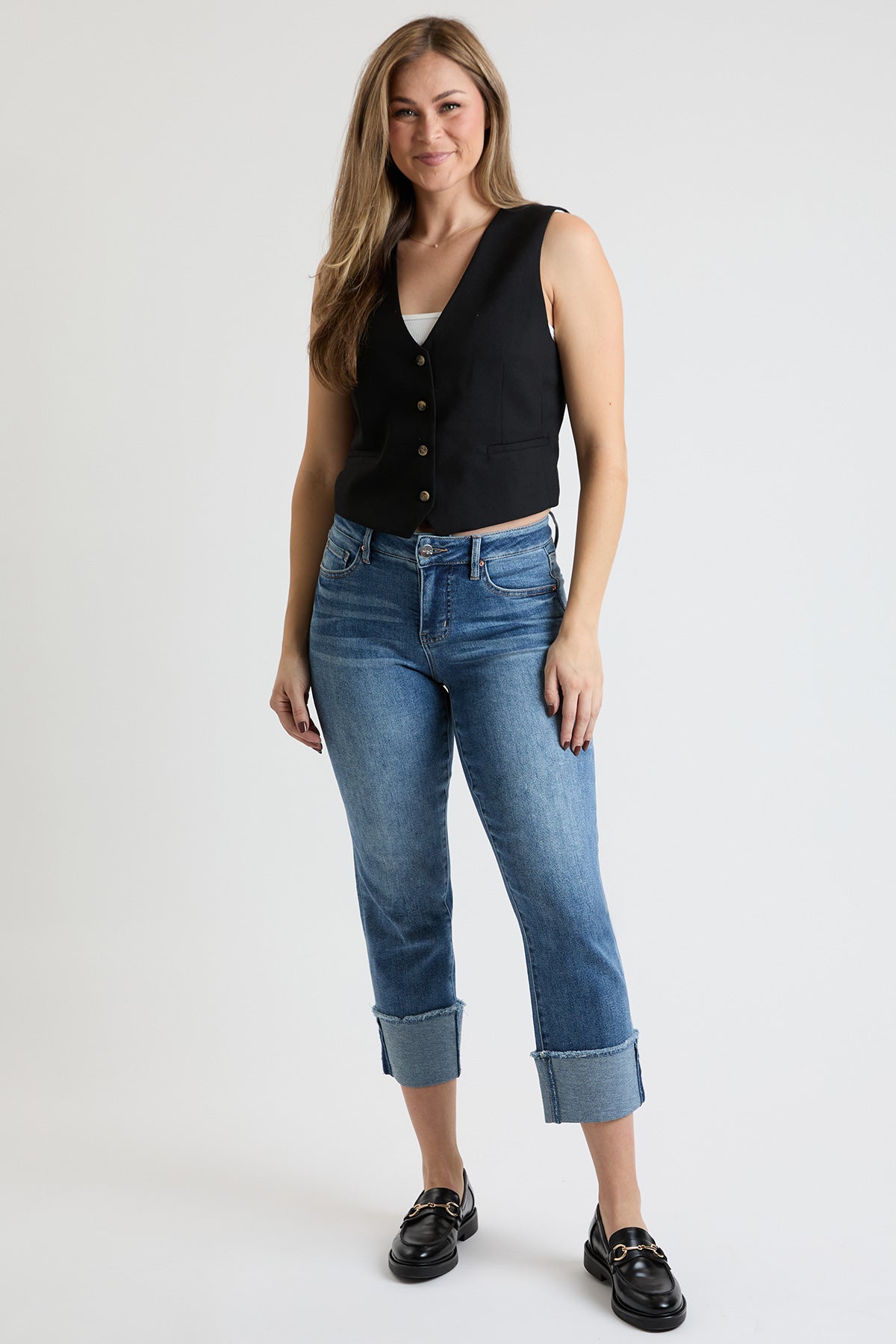 Women's Premium Stretch Cropped Mega Cuff Jeans