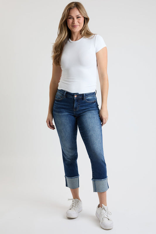 Women's Premium Stretch Cropped Mega Cuff Jeans