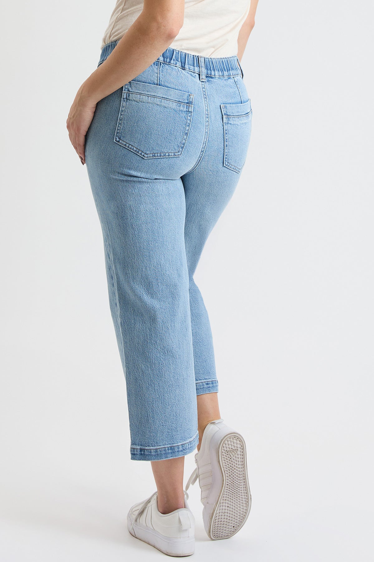 Women's High Rise Wide Leg Jeans with Elastic Back