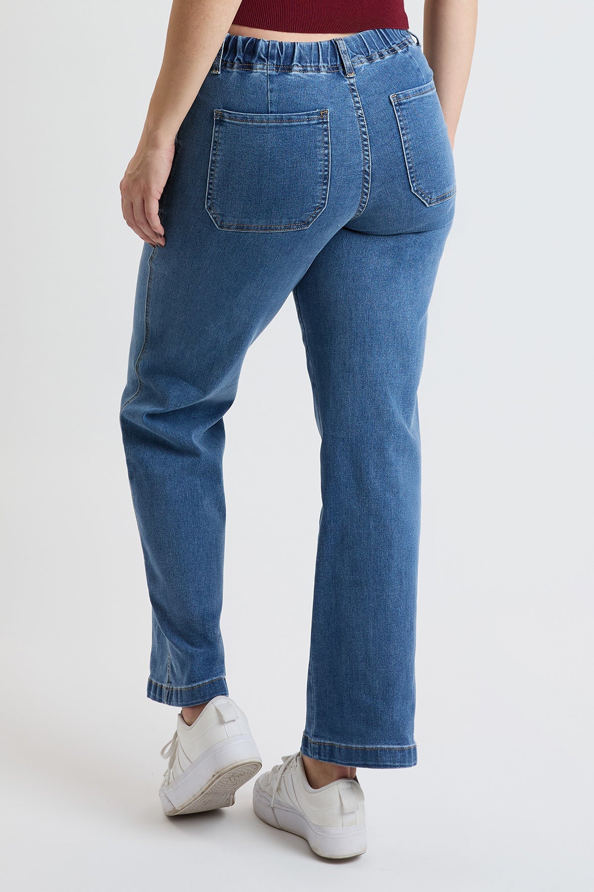 Women's Mid Rise Tie Front Wide Leg Jeans