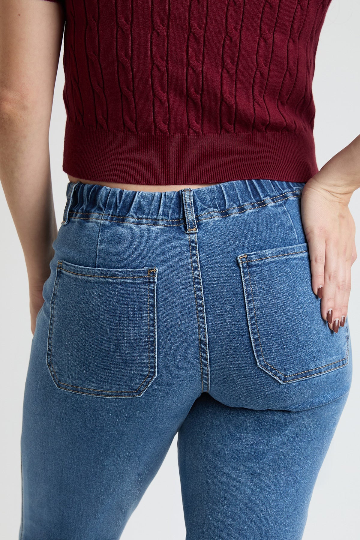 Women's Mid Rise Tie Front Wide Leg Jeans